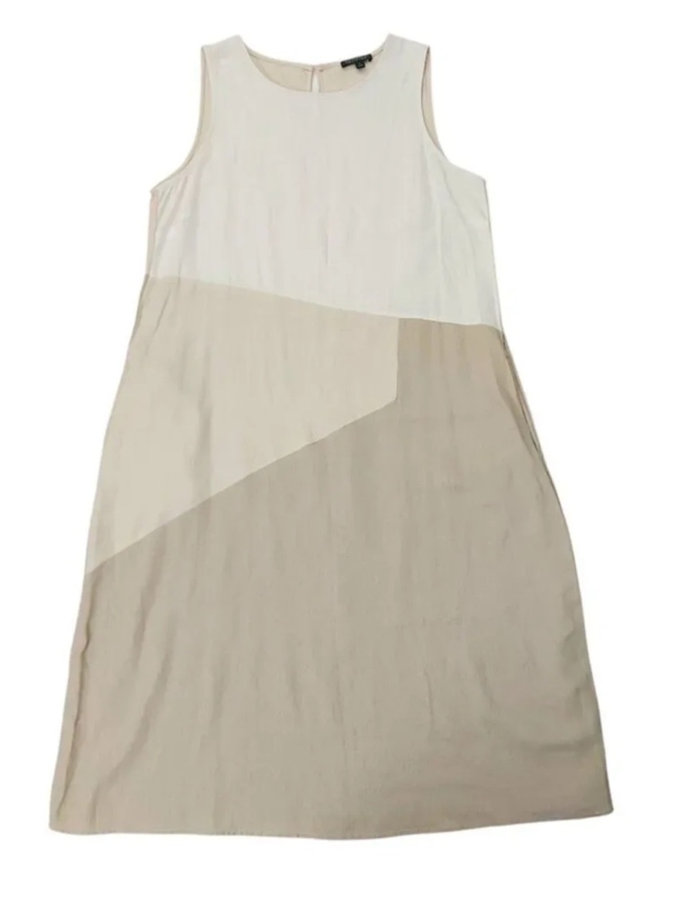 For Cynthia Dress Midi Sleeveless Linen Blend Dress Tan / Beige | Size XL - Picture 2 of 6